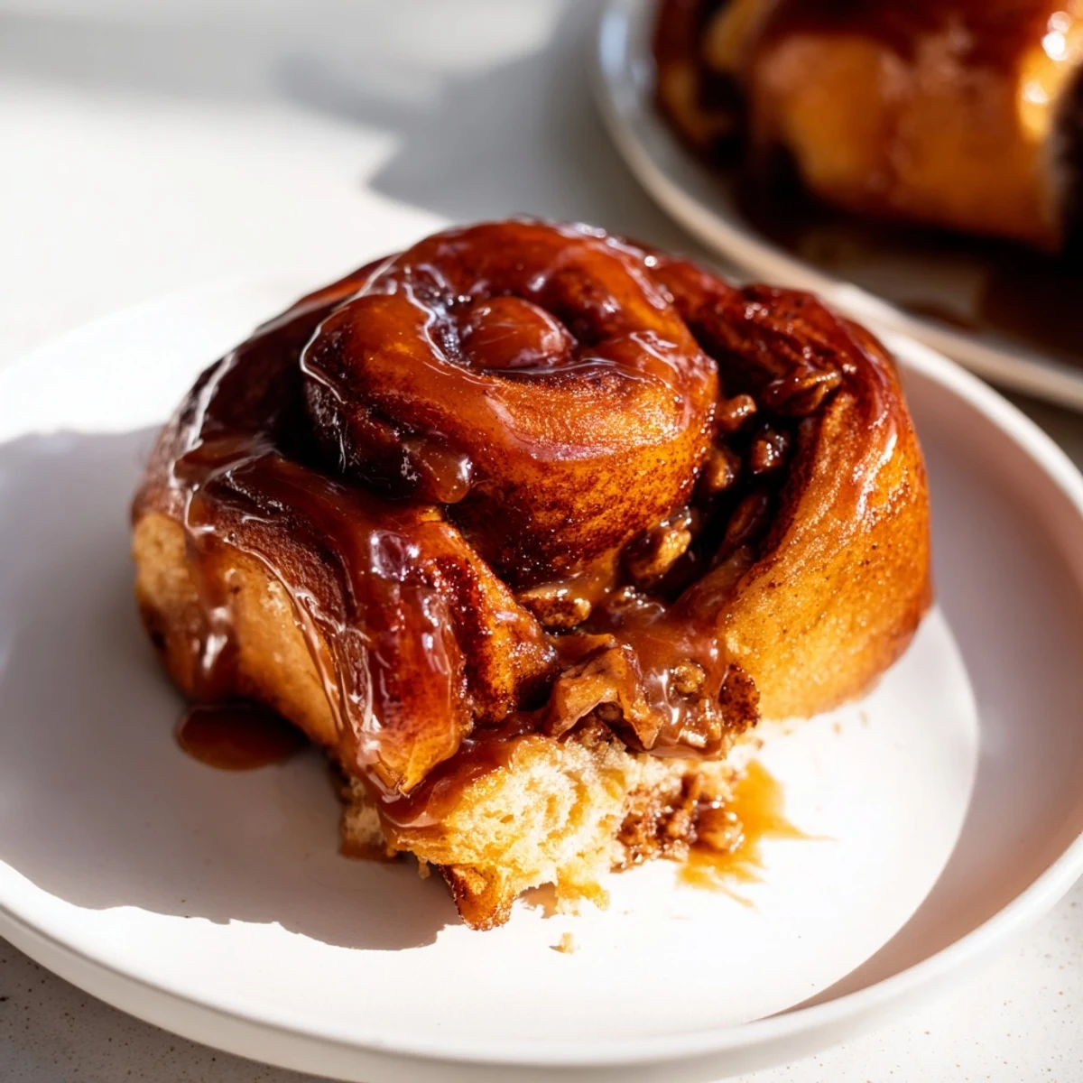 Golden Vietnamese cinnamon date sticky buns dripping with warm honey brown sugar glaze