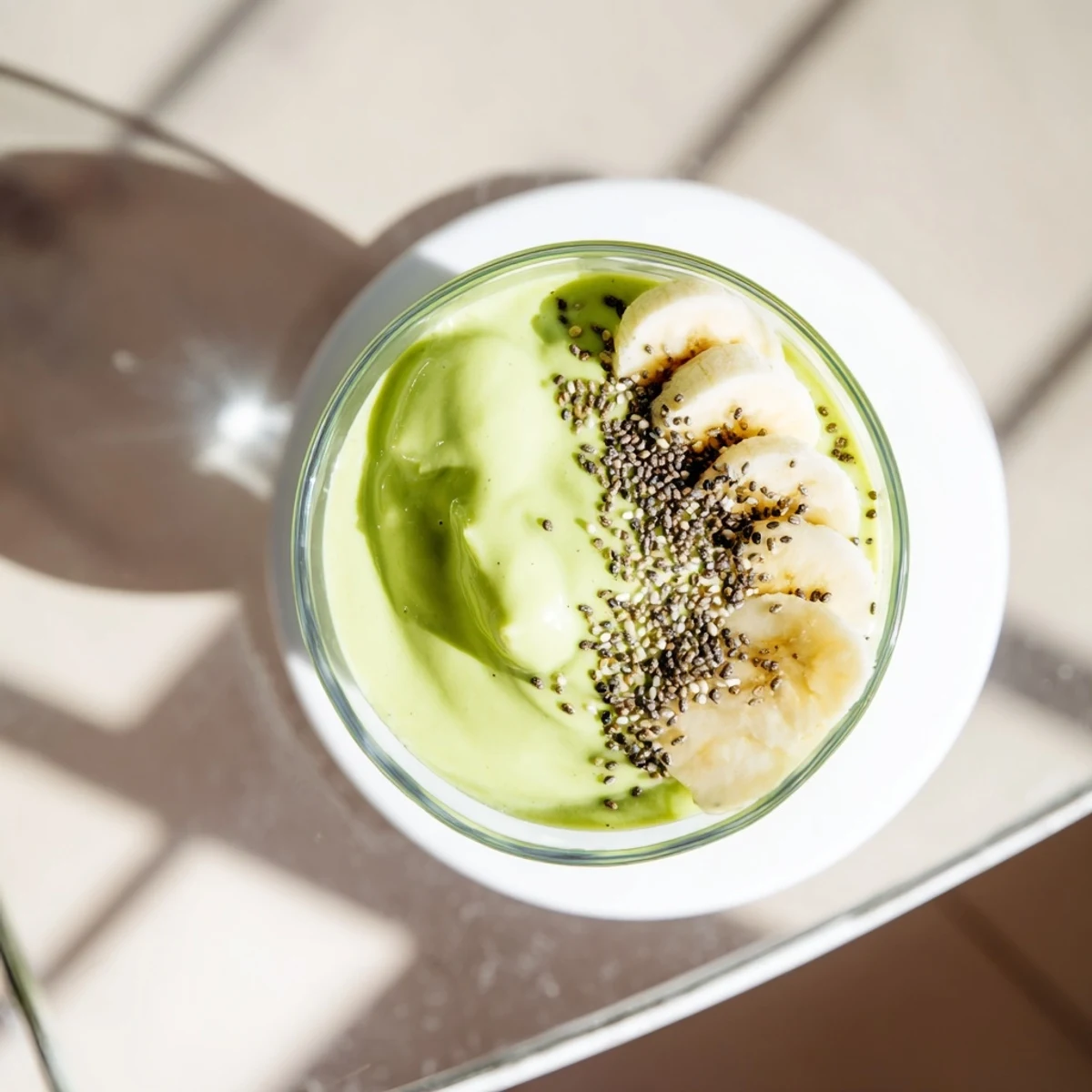 Thick and velvety Greek yogurt avocado smoothie blended with fresh spinach and banana naturally sweetened