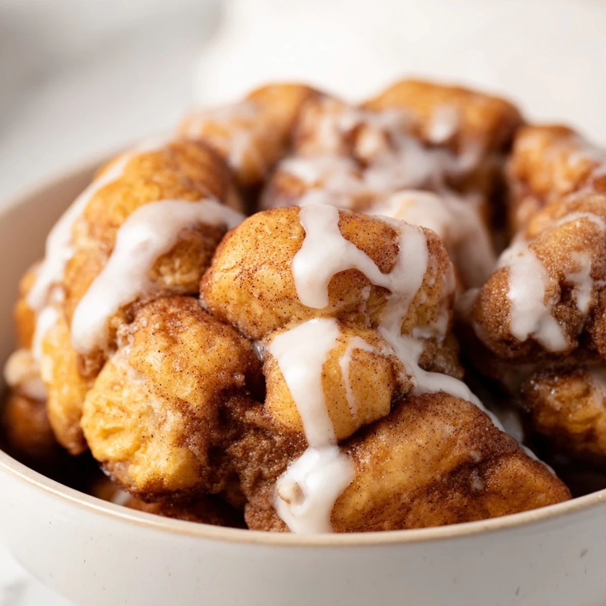 Golden high protein no sugar monkey bread with gooey cinnamon layers ready for pulling apart