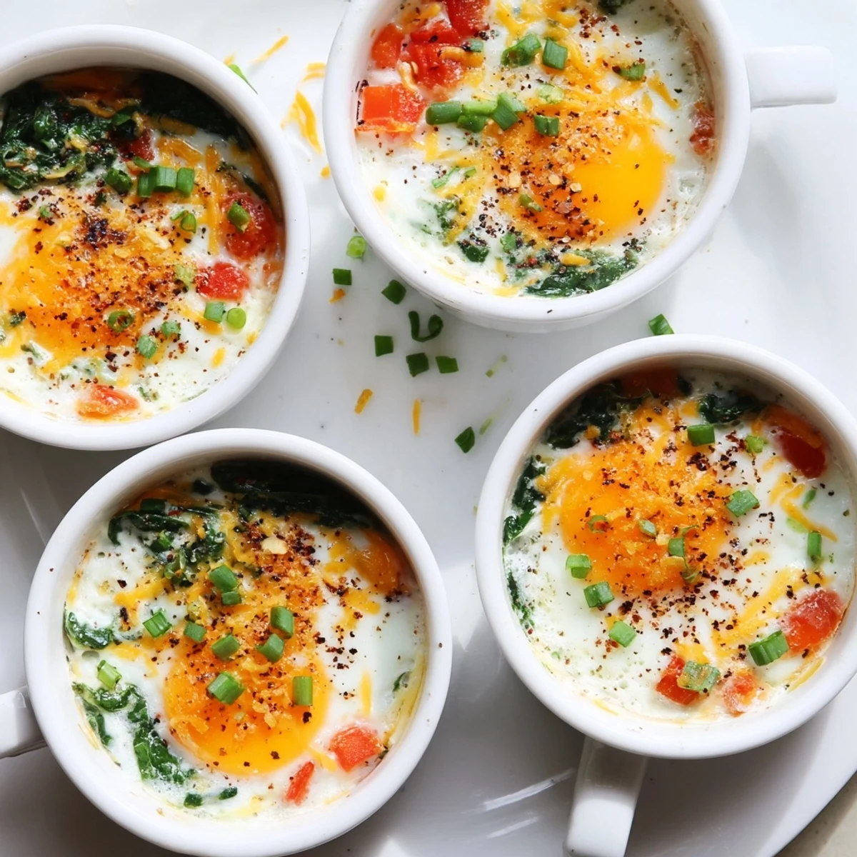 Protein-rich baked cottage cheese eggs topped with cheddar and paprika served hot for a wholesome brunch