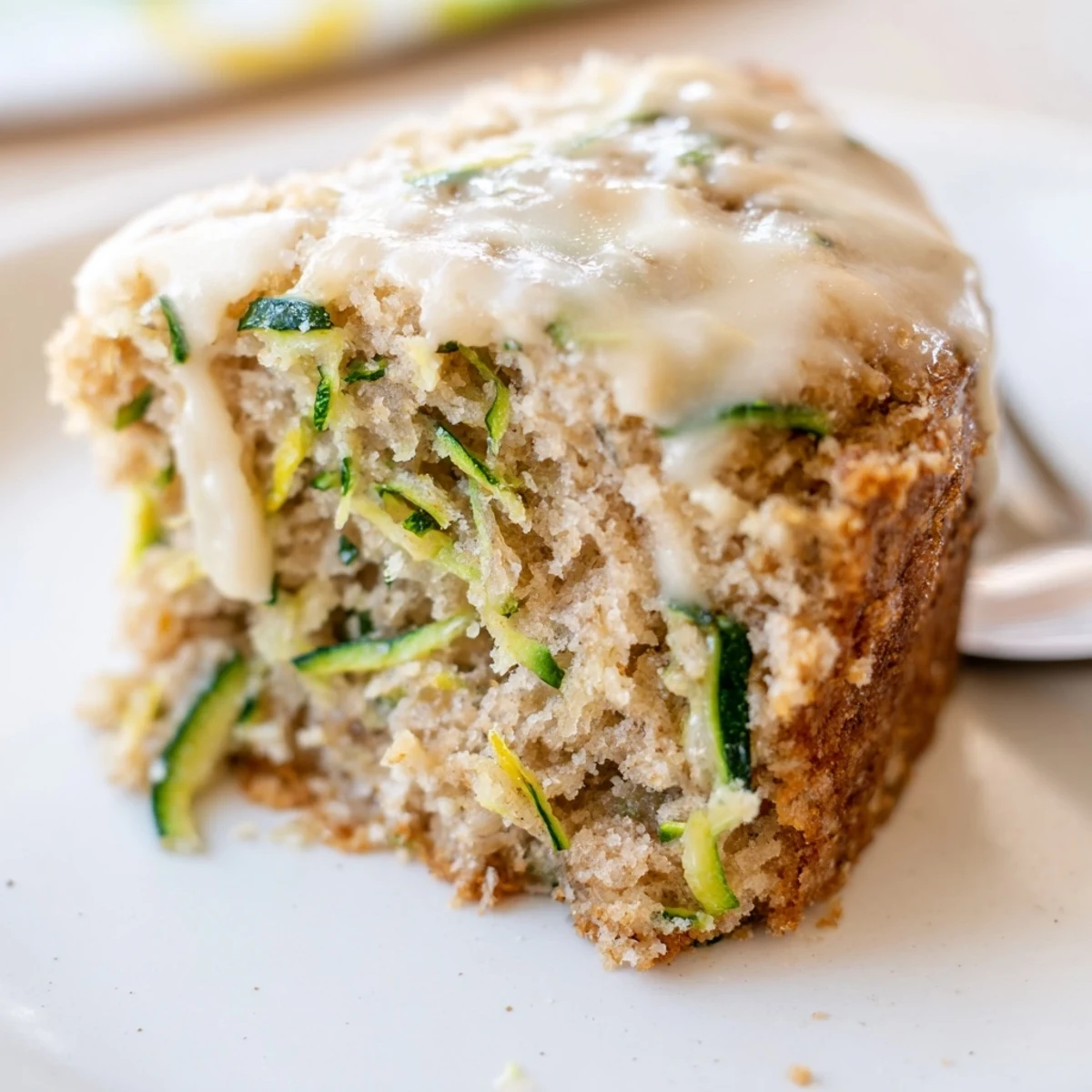 Warm slices of Zucchini Cake With Brown Sugar Icing served with coffee