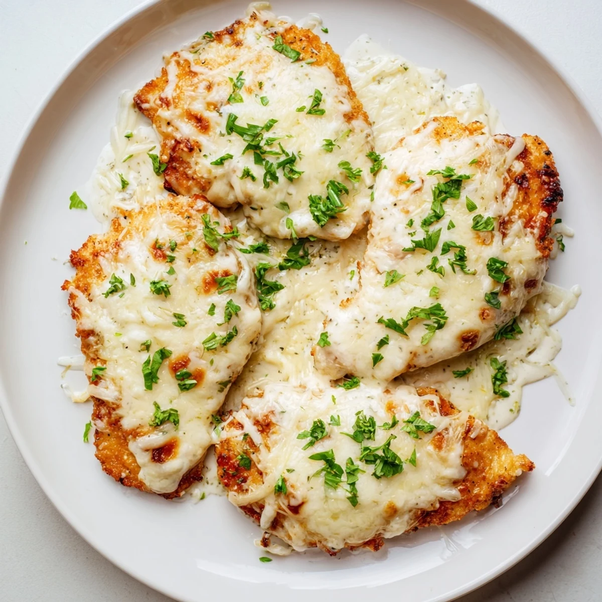 Warm platter of Baked Caesar Chicken With Creamy Parmesan Sauce with roasted vegetables