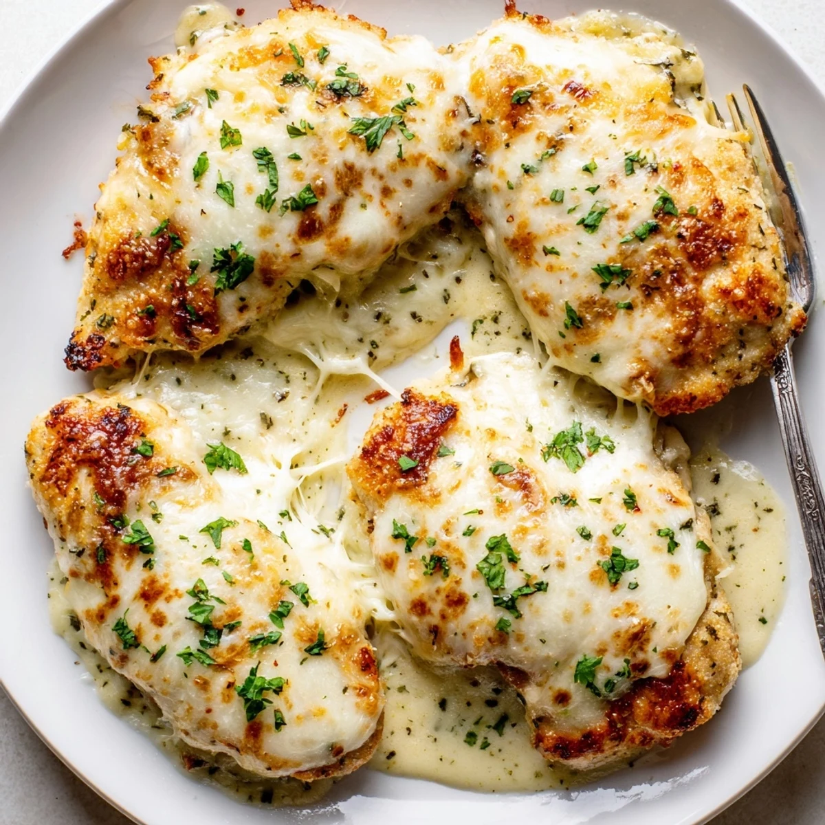 Oven-hot Baked Caesar Chicken With Creamy Parmesan Sauce, tender juicy breasts, rich sauce