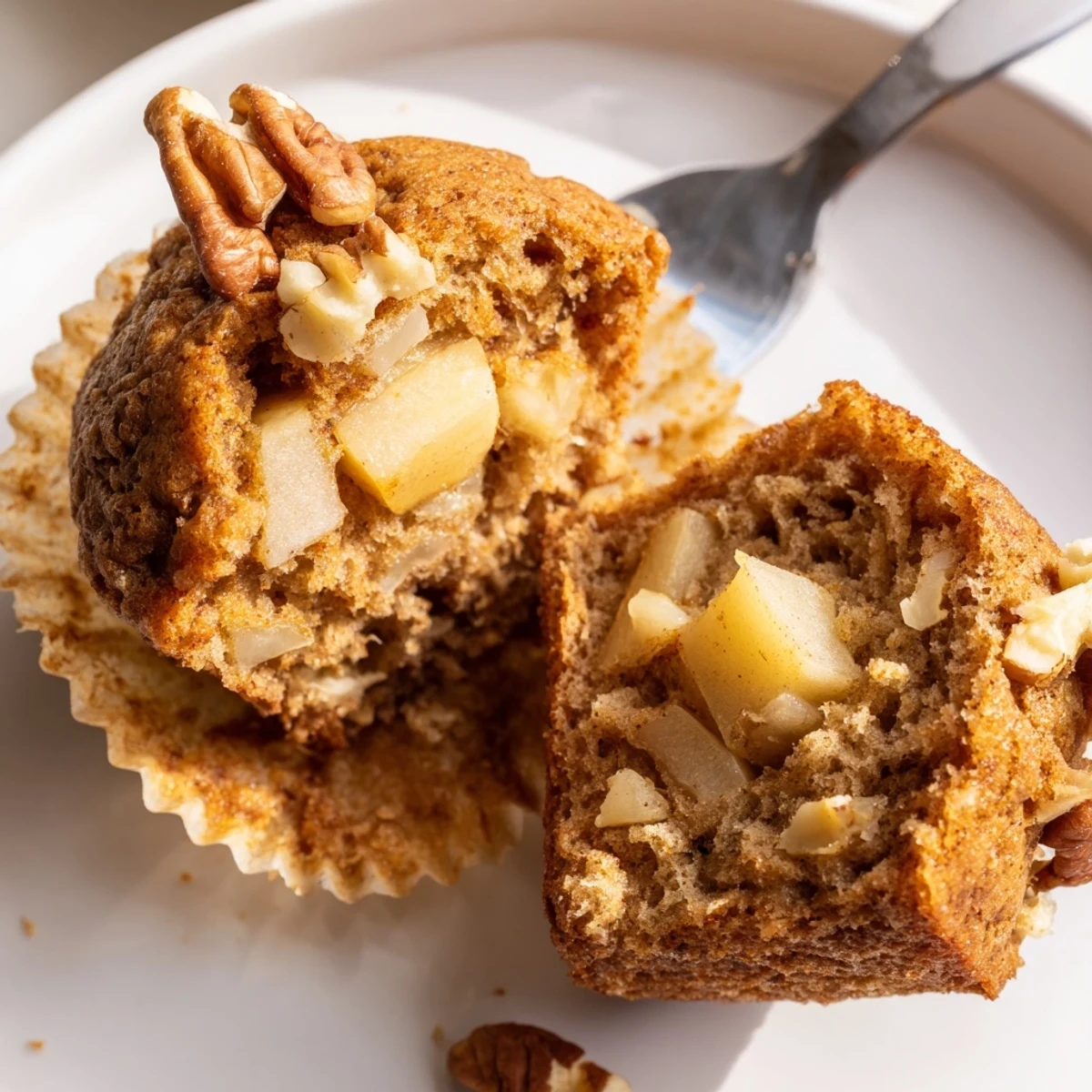 Healthy Apple Cinnamon Greek Yogurt Muffins drizzled with honey, served for breakfast or snack