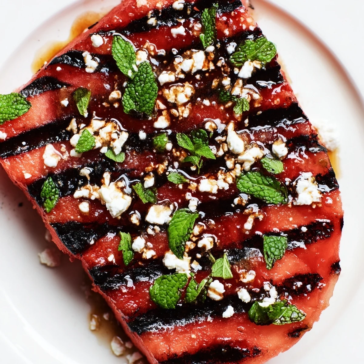 Thick grilled watermelon steak served as a savory plant-based main dish with smoky paprika and lime