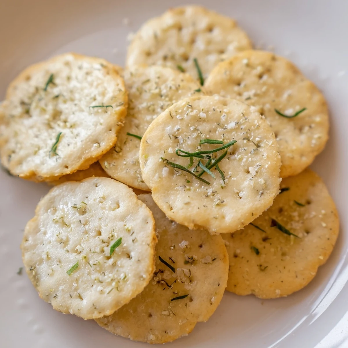 Party-ready Dill Pickle Saltines Recipe piled beside cream cheese dip