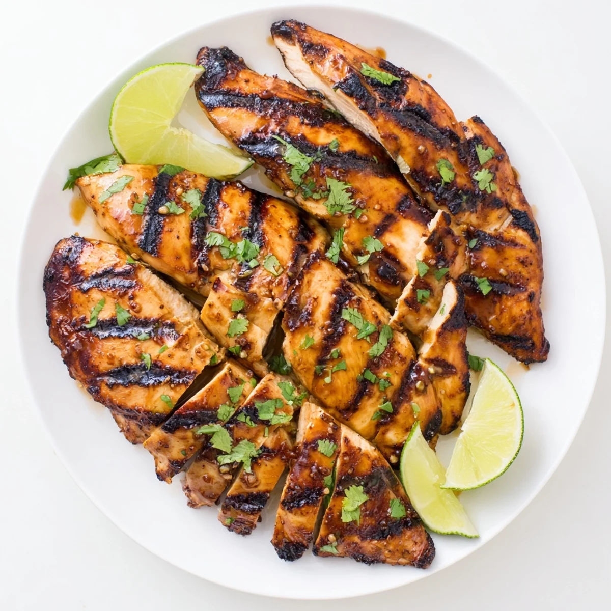 Juicy Key West Grilled Chicken With Tropical Citrus Marinade resting with cilantro