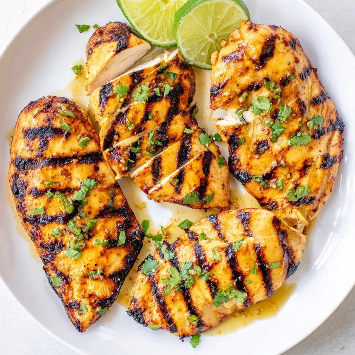 Sliced Key West Grilled Chicken With Tropical Citrus Marinade served over coconut rice