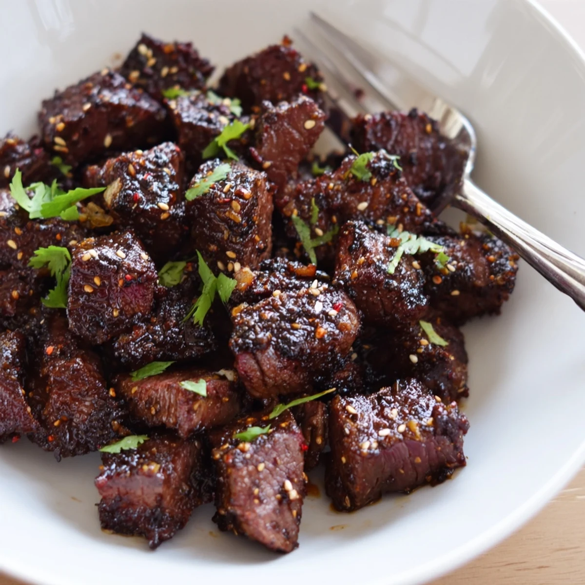 Sweet Spicy Jerk Style Beef Bites skewered as party appetizers, tangy-sweet and spicy