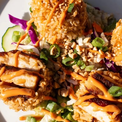 Bang Bang Chicken Crispy Rice Salad